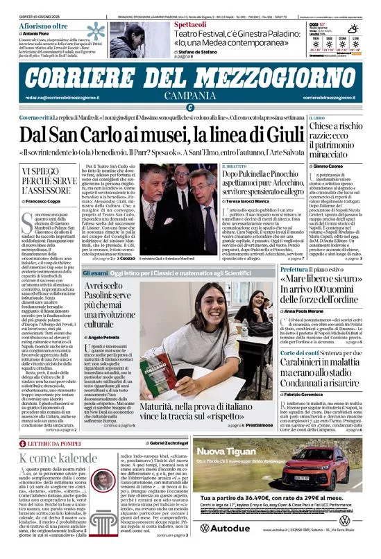 Prima-pagina-corriere del mezzogiorno-del-2025-06-19